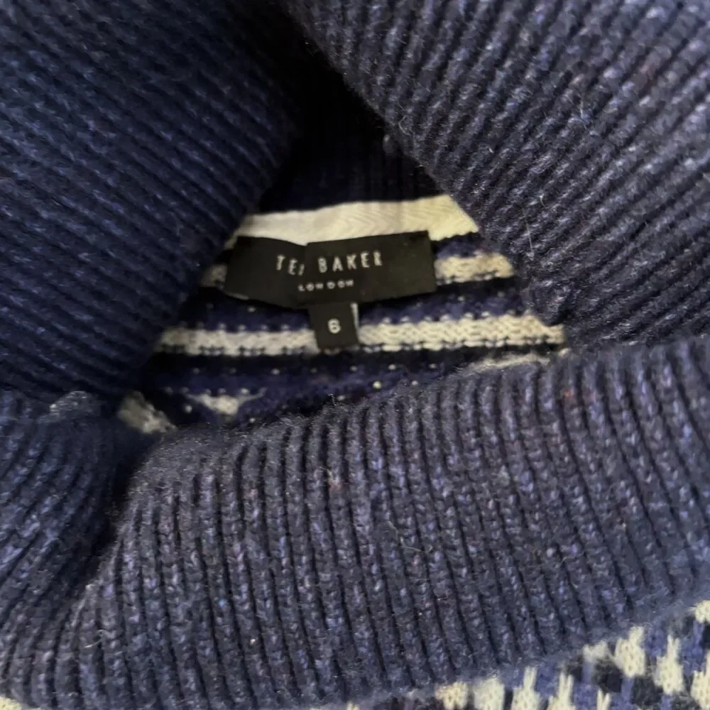 Ted Baker Mens 6 Riber Chunky Roll Neck Wool Blend Sweater Bird Eye Knit XXL